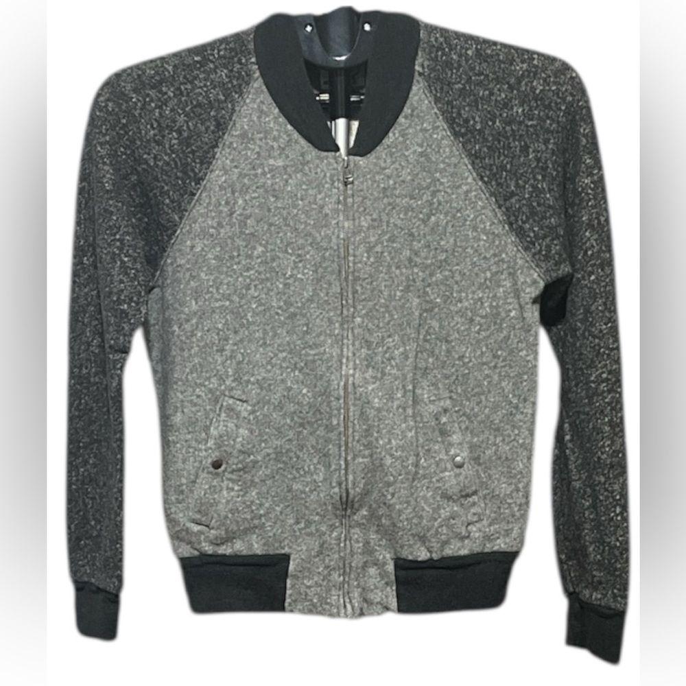 TNA Gray and Black Zip-Up Sweater